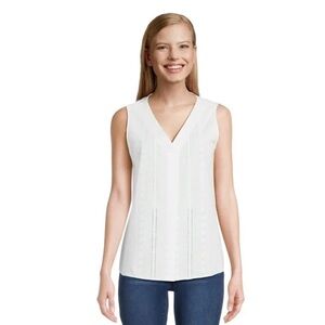Time and Tru Women's Woven Tank Top Size:XXL color: White